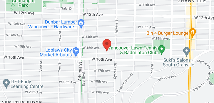 map of 1942 W 15TH AVENUE